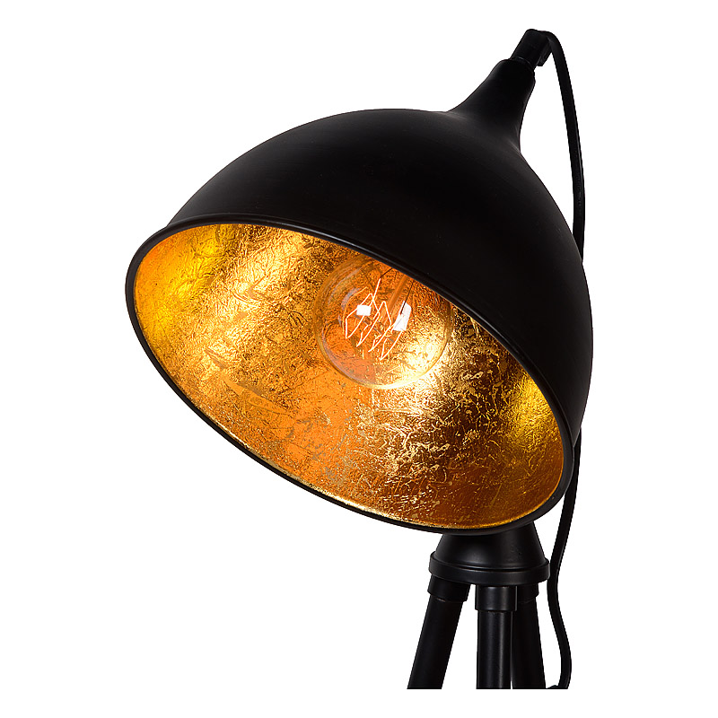Atmooz vloerlamp Fremantle met zwart metaal en goud binnenin voor een industrieel en modern interieur