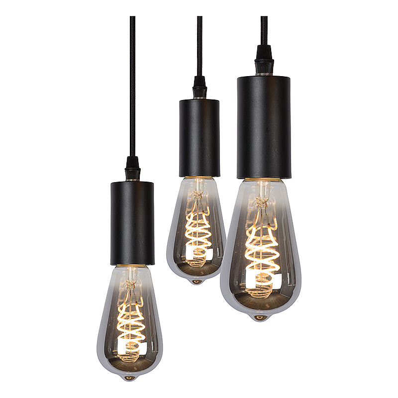 Moderne hanglamp Torack met zwarte frame en 5 snoeren met verstelbare hoogtes voor een industrieel en modern interieur