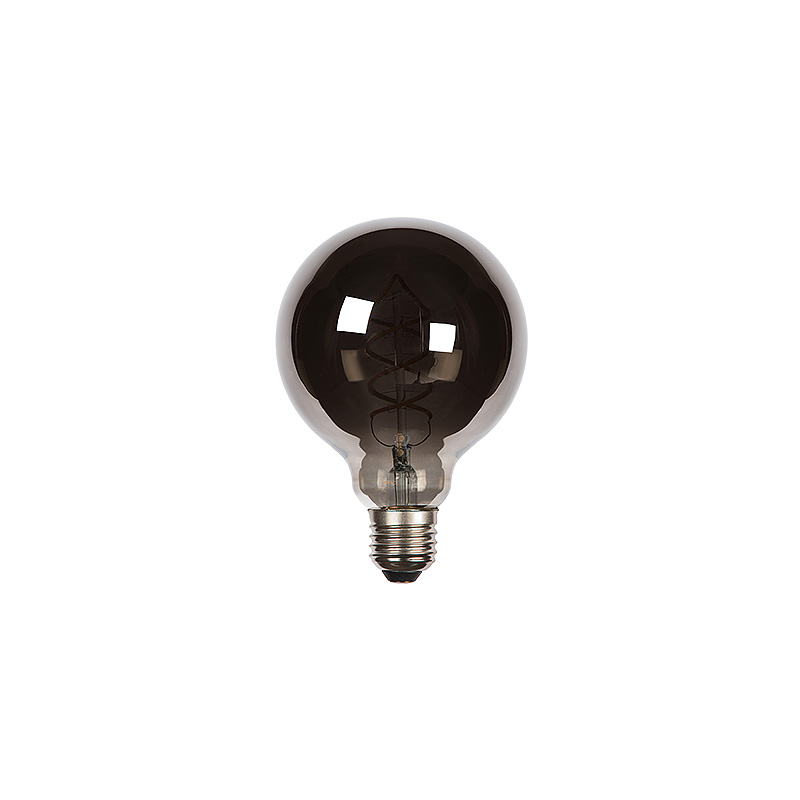 Moderne Spiral LED filament Globe Spiral met rookgrijs glas voor een modern en industrieel interieur