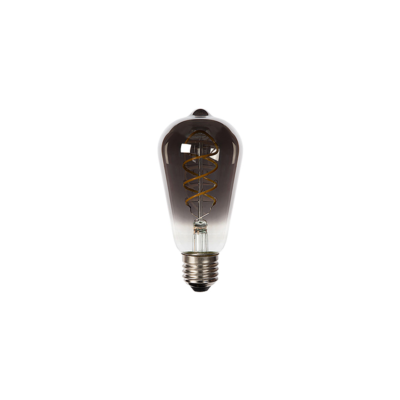 Moderne Spiral LED filament Edison met rookgrijs glas voor een modern en industrieel interieur