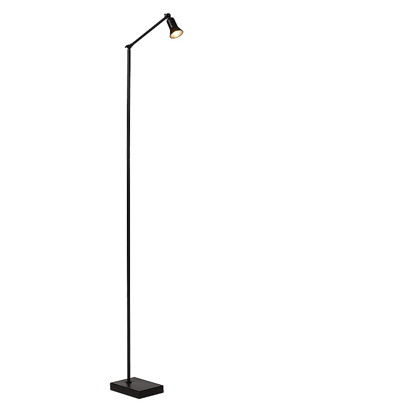 Moderne vloerlamp Java met afwerking in een zwarte metalen frame en goud binnenin voor een modern interieur van Atmooz