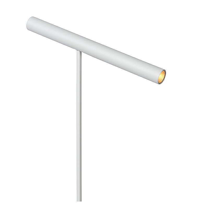 Ronde vloerlamp Stylo - wit by Atmooz met witte metalen frame en zwart voor een industrieel interieur ideaal als leeslamp 