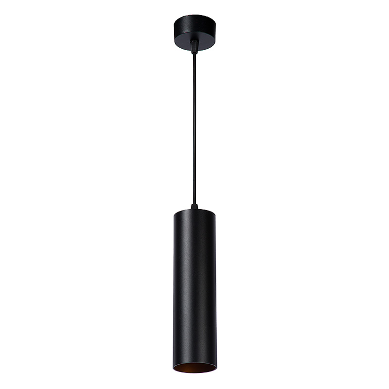 Moderne hanglamp Nuo met afwerking in een zwarte metalen frame en goud binnenin voor een modern en industrieel interieur