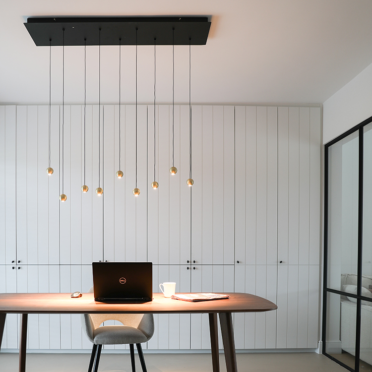 Hanglamp Balls 9 | goud | rechthoek