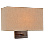 Zwarte metalen wandlamp Bogota met een witte linnen kap voor een modern en industrieel interieur en ideaal voor sfeer verlichting
