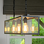 Moderne hanglamp Manoir 100 met zwarte metalen frame met helder glas voor industrieel en modern intrieur