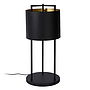 Moderne tafellamp Tavira met zwarte metalen frame en goud binnenin voor een modern en industrieel interieur